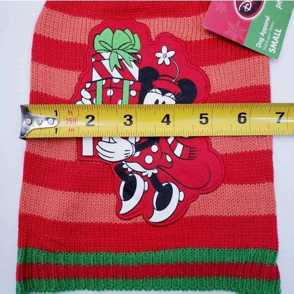 Disney Pets Holiday Collection Minnie Mouse Stripped Knit Sweater Size Small NWT - Picture 2 of 6